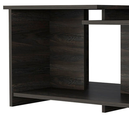 35" Espresso Wood Coffee Table With Shelf