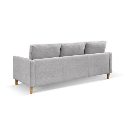 87" Light Gray Polyester Blend Sofa With Ottoman With Natural Legs