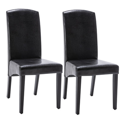 Set of Two Black Upholstered Faux Leather Dining Parsons Chairs