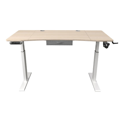 Adjustable Oak and White Wood and Metal Standing Desk