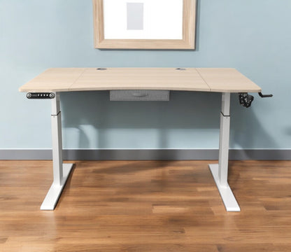 Adjustable Oak and White Wood and Metal Standing Desk