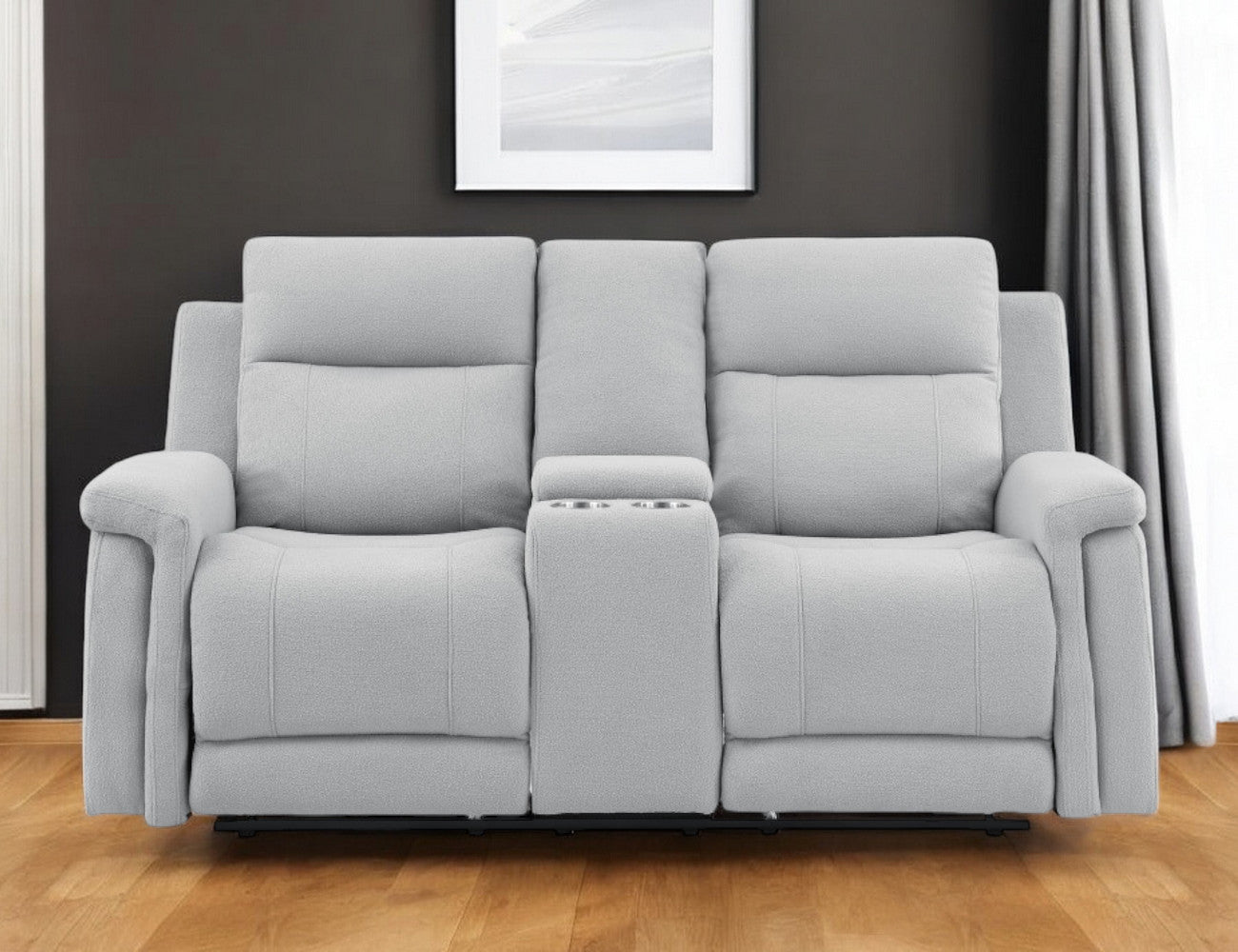 71" Light Gray Power Reclining Loveseat With Storage