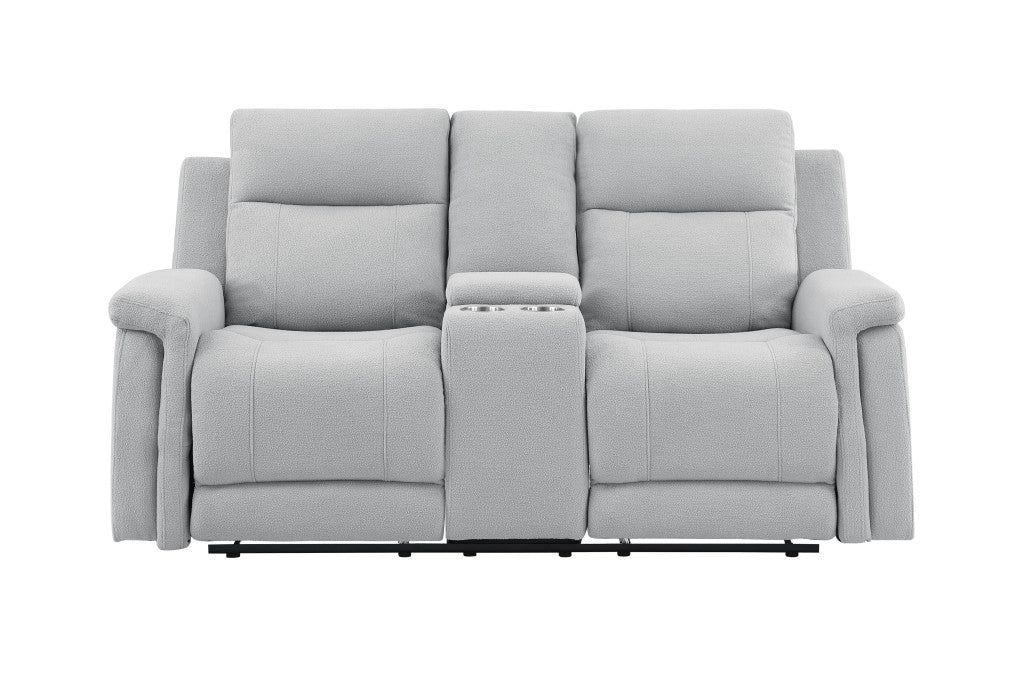 71" Light Gray Power Reclining Loveseat With Storage