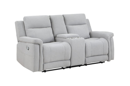 71" Light Gray Power Reclining Loveseat With Storage