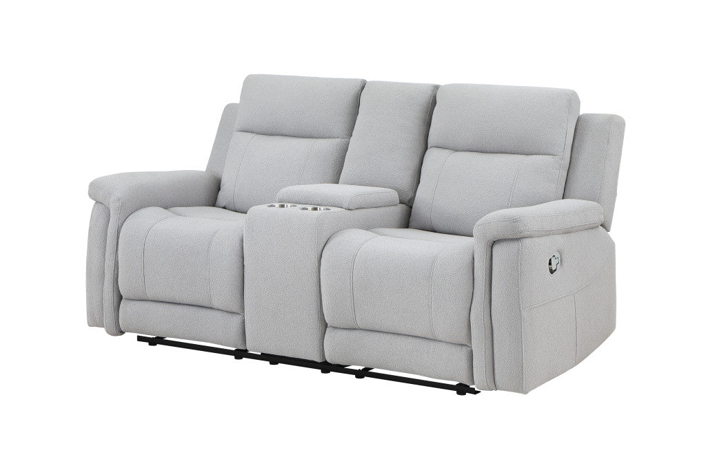 71" Light Gray Power Reclining Loveseat With Storage