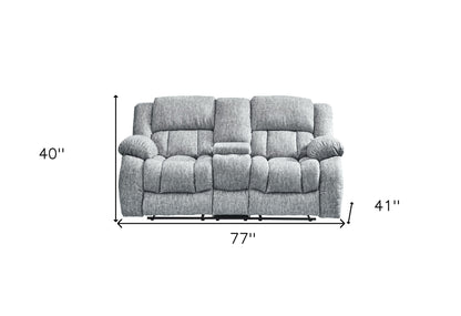 77" Light Gray Manual Reclining Loveseat With Storage