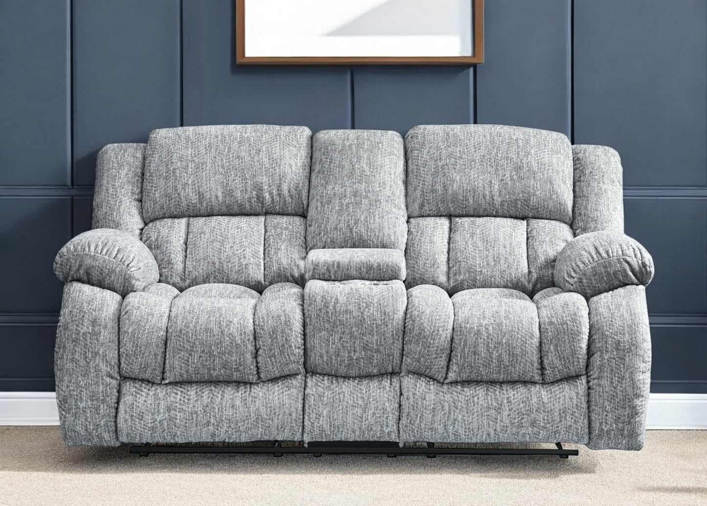 77" Light Gray Manual Reclining Loveseat With Storage