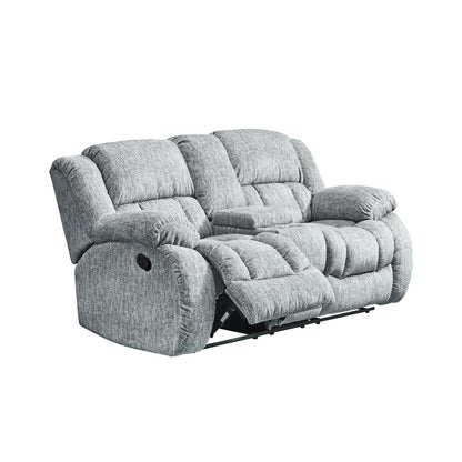 77" Light Gray Manual Reclining Loveseat With Storage