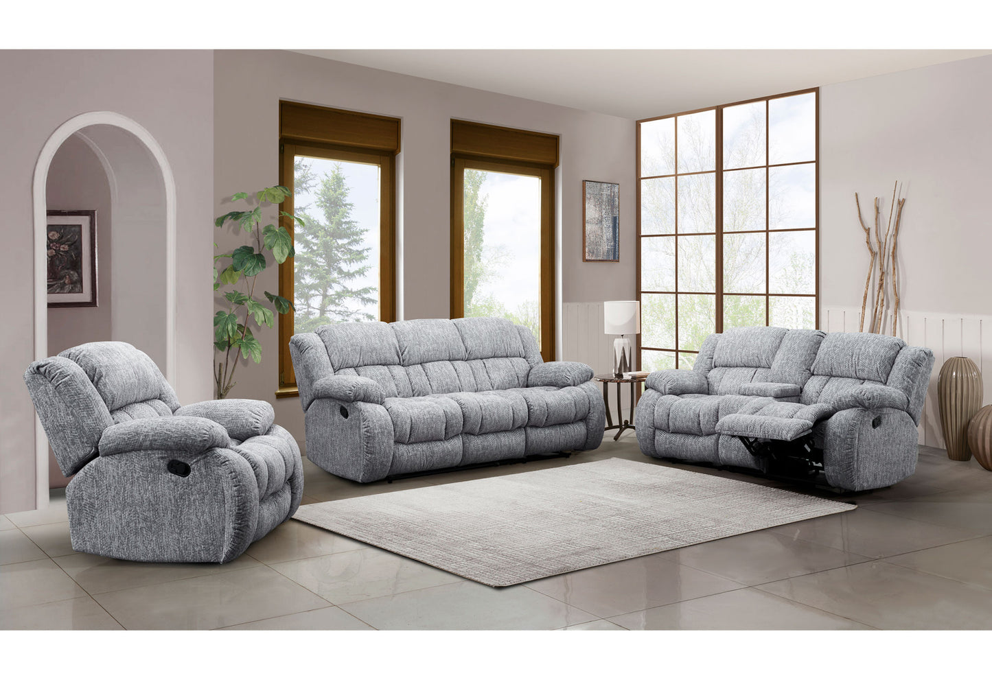 77" Light Gray Manual Reclining Loveseat With Storage